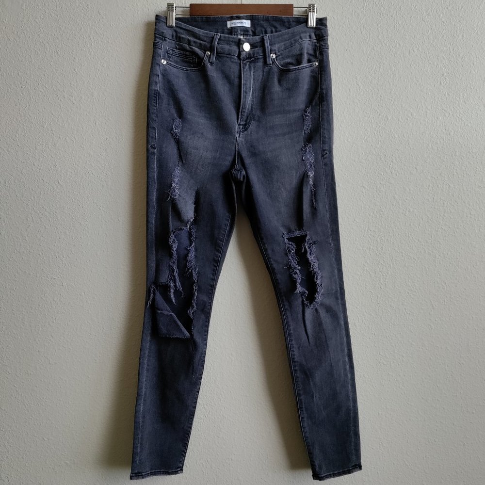 Good American "Good Waist" Super High Rise Distressed/Ripped Jeans Size 10/30